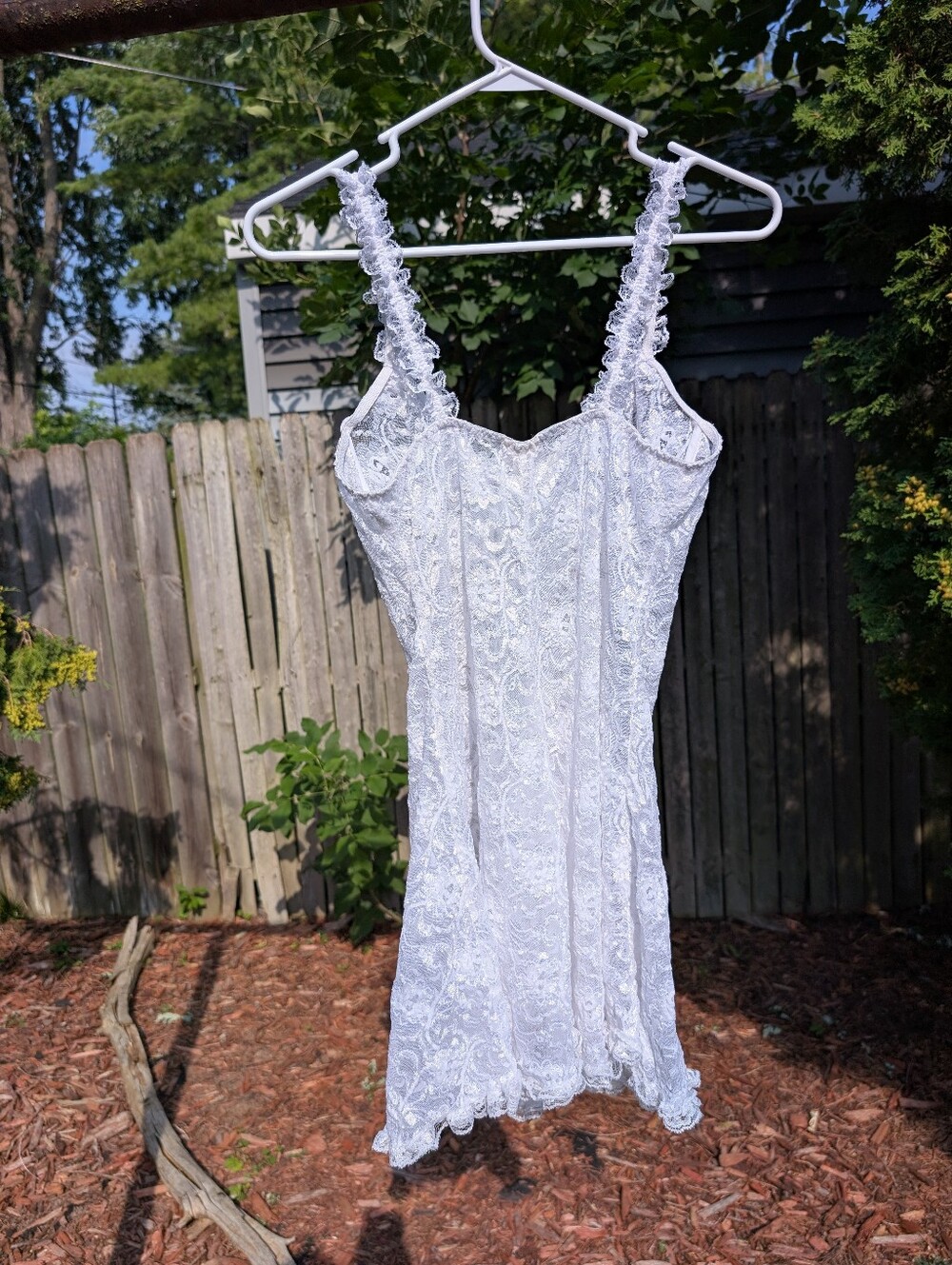 Vintage SEARS Intimo Amore White Nylon Lace Nightgown Lingerie Slip Bridal Small - Picture 4 of 5
